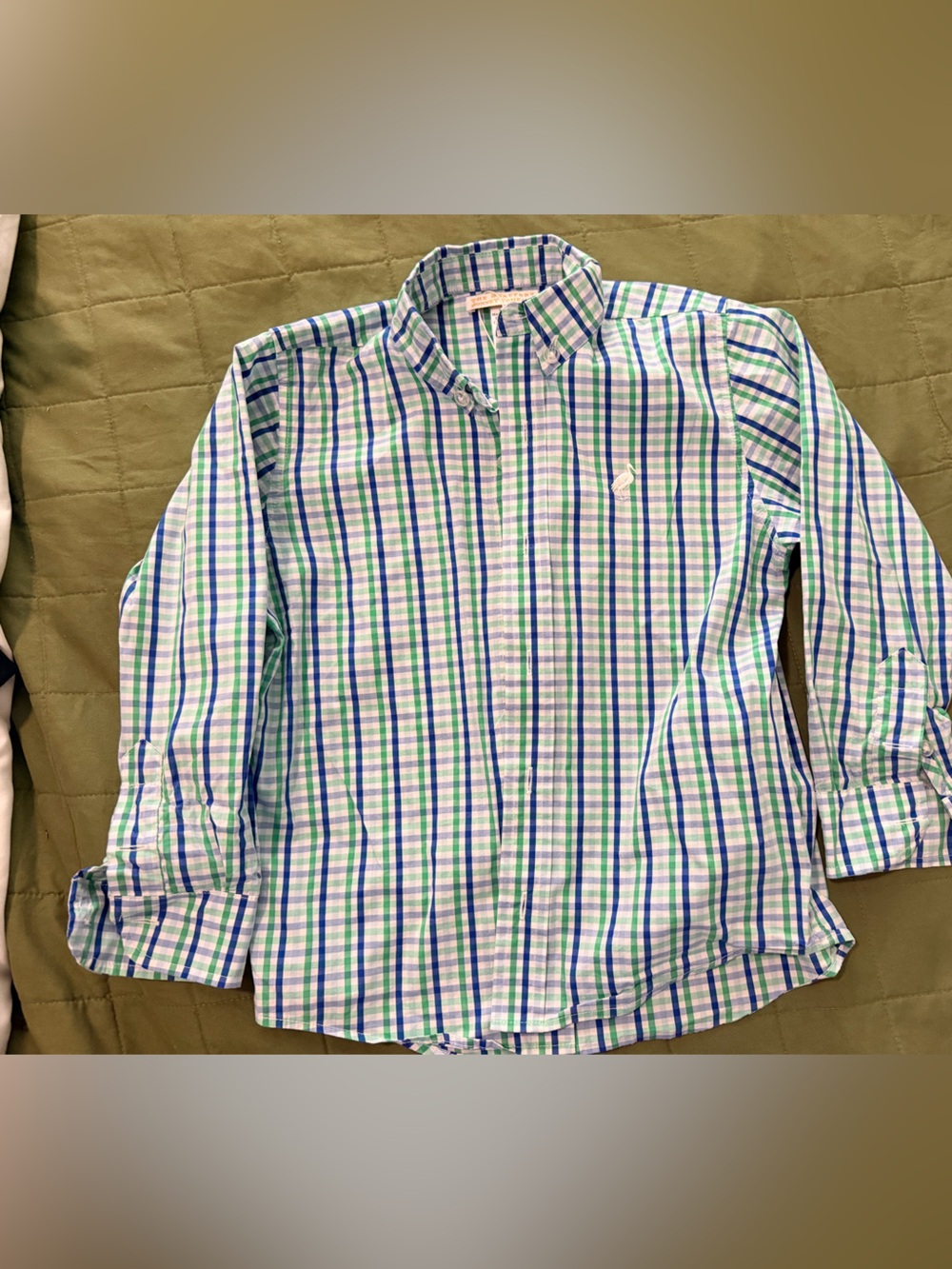 The Beaufort bonnet company boys sz 5 Button-Down Shirt Blue and Green gingham